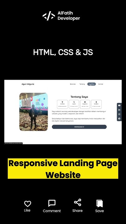 Responsive Landing Page Using HTML CSS & Javascript #shorts - YouTube