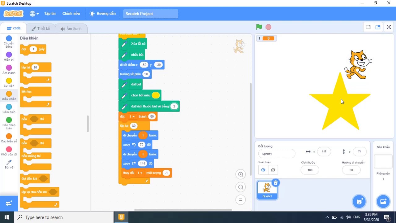 Học cách Scratch vẽ hình ngôi sao bằng video hướng dẫn