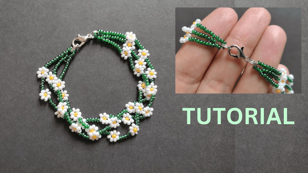 Seed Bead DAISY FLOWER Bracelet and Earrings Tutorial with Step by Step  Instructions Jewellery Set 