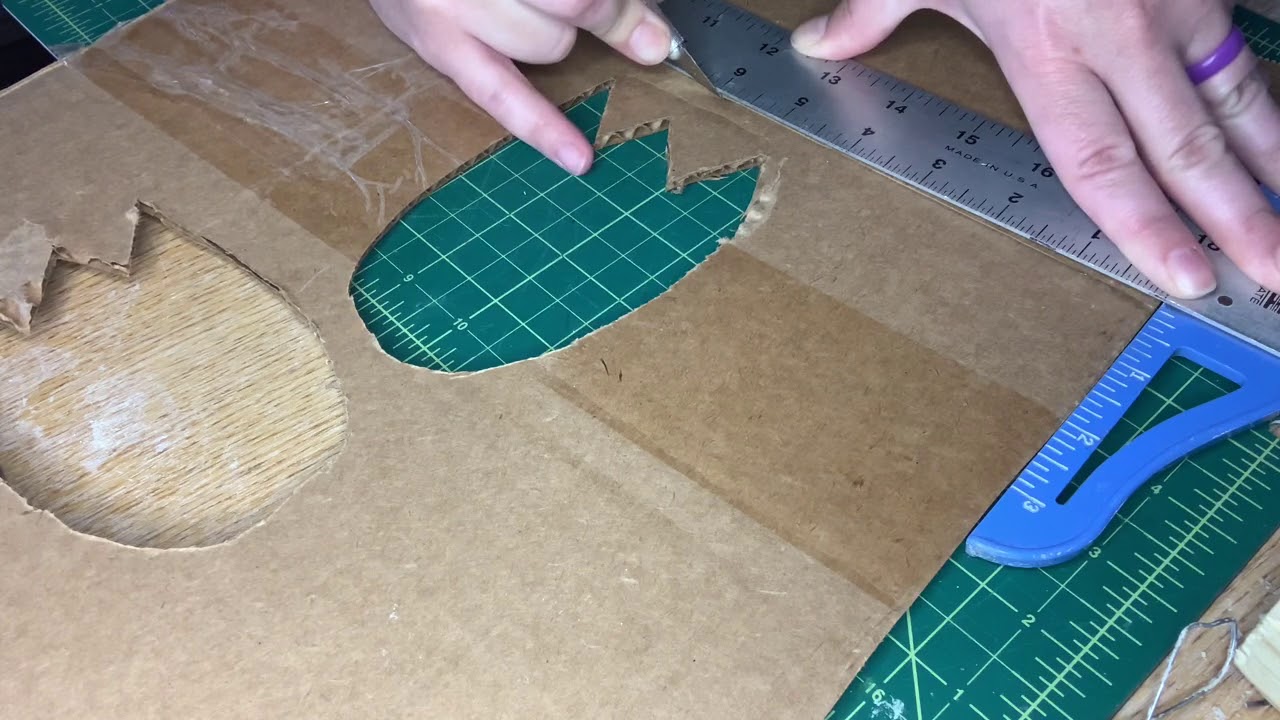 Using an Xacto Knife to Cut Cardboard Into a Geometric Form - YouTube
