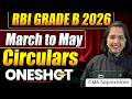 RBI Grade B 2026 | March to May RBI Circulars Complete Revision in One Shot | RBI Phase 1 & 2