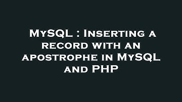 MySQL : Inserting a record with an apostrophe in MySQL and PHP