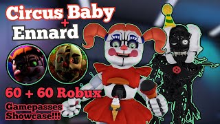 UPDATED Circus Baby & The Amalgamation Gamepasses Showcase | Fredbear's Mega Roleplay | Roblox