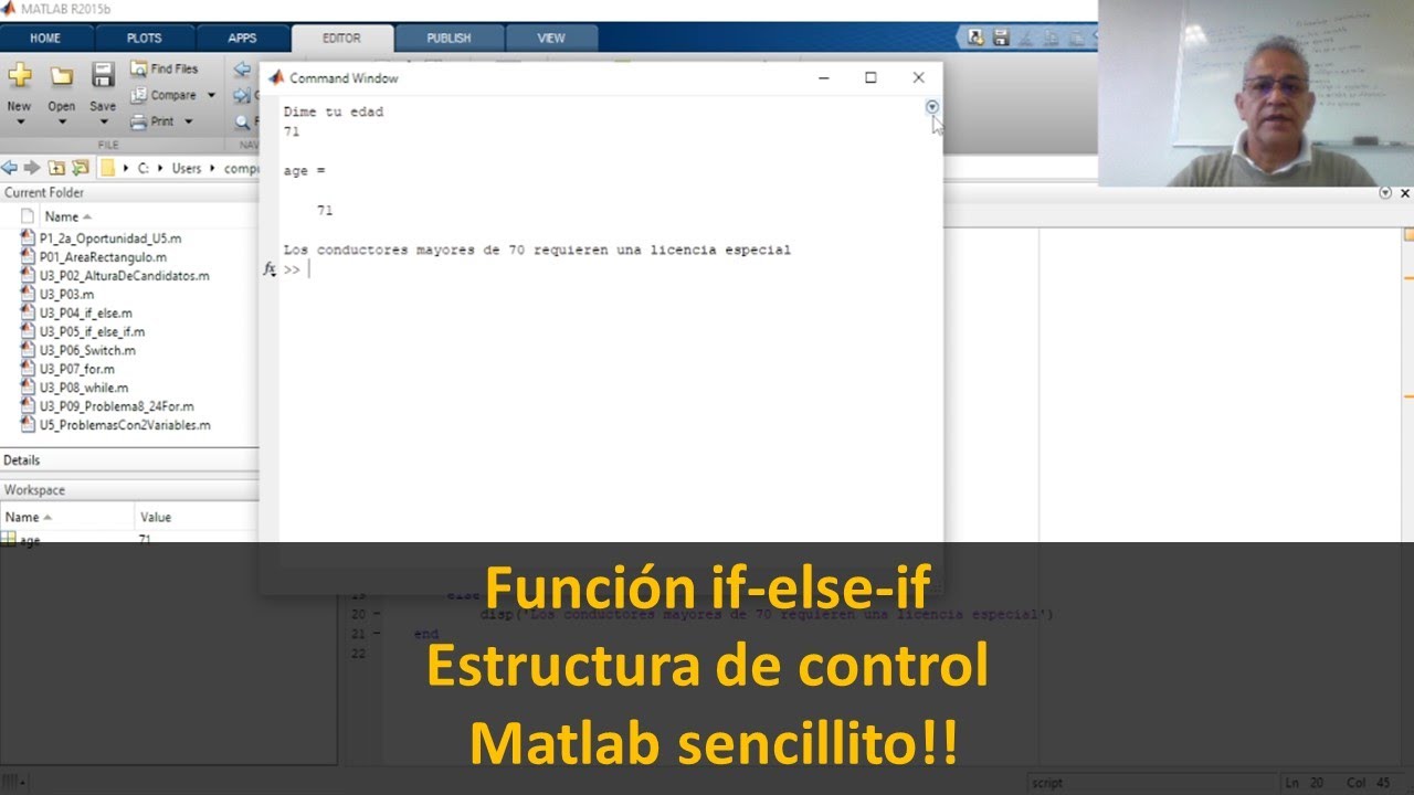 Función if else if de Matlab básico y sencillo - YouTube
