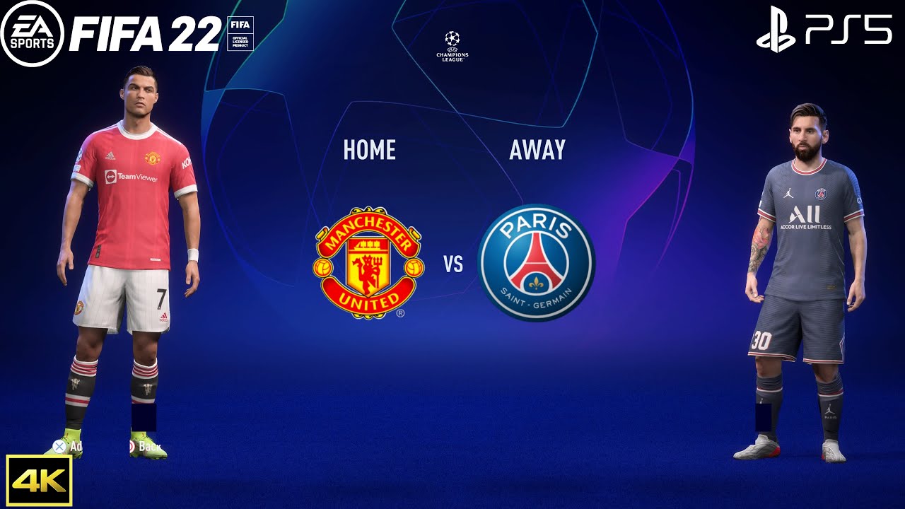 FIFA 22 PS5 - Manchester United Vs PSG - UEFA Champions League - 4k Gameplay
