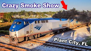Amtrak P42 Smokes like a Steam Engine in Plant City!