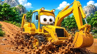 Giant Monster Trucks! 🚒 Best Action Kids Songs &amp; Nursery Rhymes | The Wheels on the Bus Melody