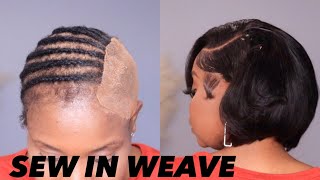 Short thin Hair Sew in weave cut and style Salon Quality weaving hair style