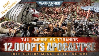 T'au Empire vs Tyranids APOCALYPSE Warhammer 40K 10th Edition Battle Report 12000pts