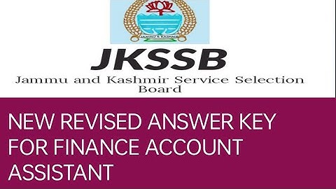 Finance account assistant Revised Answer key #jkssb #faa #revisedanswerkey  #finance_account_assist
