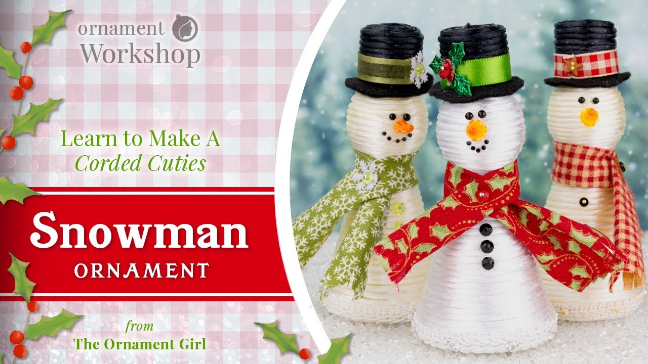 Очаровательный снеговик из шнура — украшение в виде снеговика, обмотанного шнуром, без шитья.