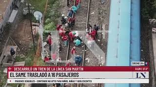 Operativo del SAME y bomberos en viaducto de Palermo; línea San Martín: descarrilamiento y choque
