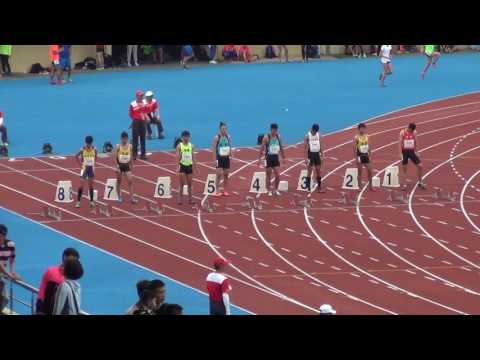 20170423141336 106學年度全國中等學校運動會田徑賽國中男100公尺準決賽第1組 高雄市龍華國中歐修維 新北市光榮國中陳舜堯 進決賽。