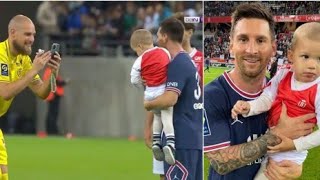Reims goalkeeper asking Messi to take a picture with his son || Goat ||