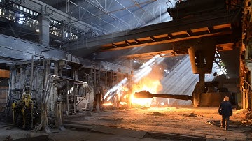 Charging the 60 ton open-hearth furnace, Russia