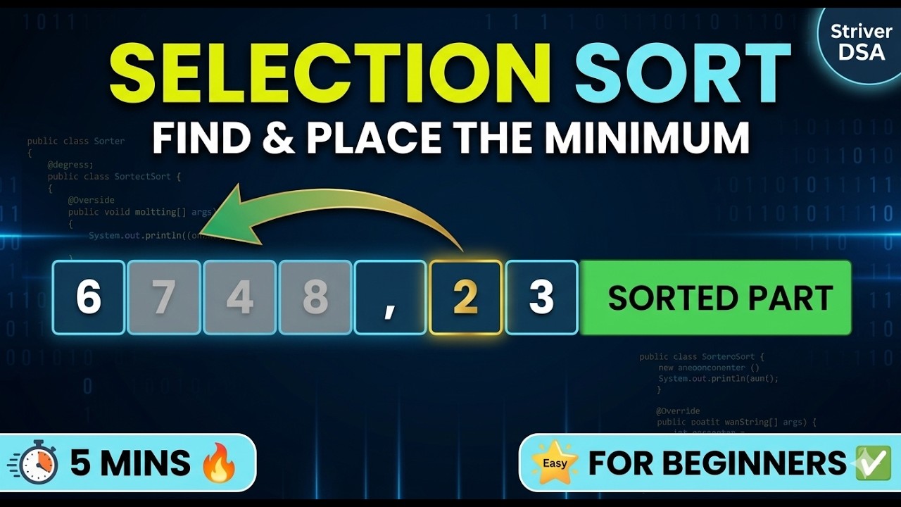 Selection Sort Explained in 5 Minutes | Striver DSA Series for ...