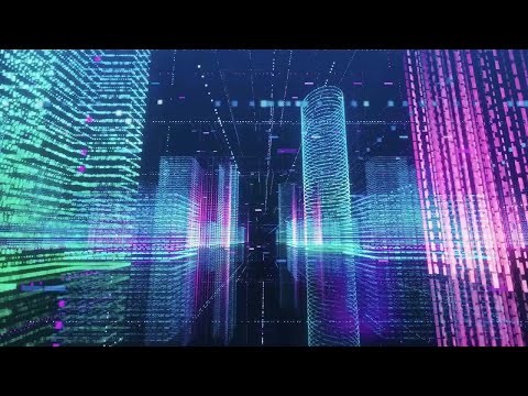 Neon Digital City Loop Stock Motion Graphics