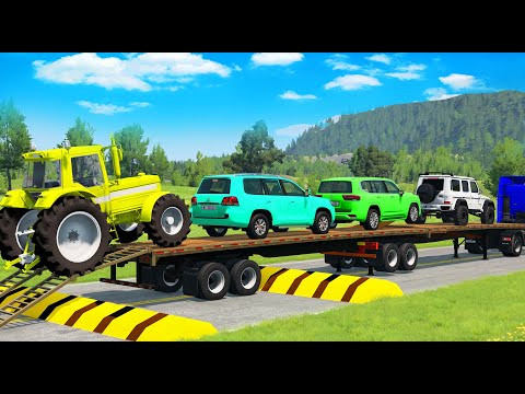 Flatbed Truck Mcqueen | Transportation with Truck - Pothole vs Car #94 - BeamNG.Drive