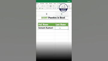 Right Function in excel #excel #function #formula #shortfeed #msoffice
