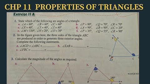 Class 7. Chp 11 Properties of Triangles. Ex 11A (Q1. Q2 and Q3). Oxford Mathematics