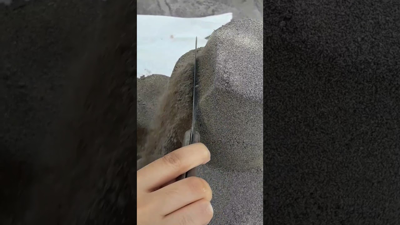 sand crush and crumble on plastic sheet 