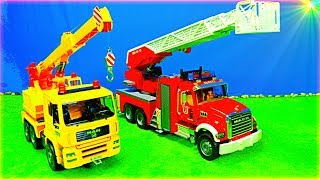 Feuerwehrautos Unboxing: Bagger Kinder, Bruder Spielzeug, Traktor Kinder, Spiele mit Kinderspielzeug