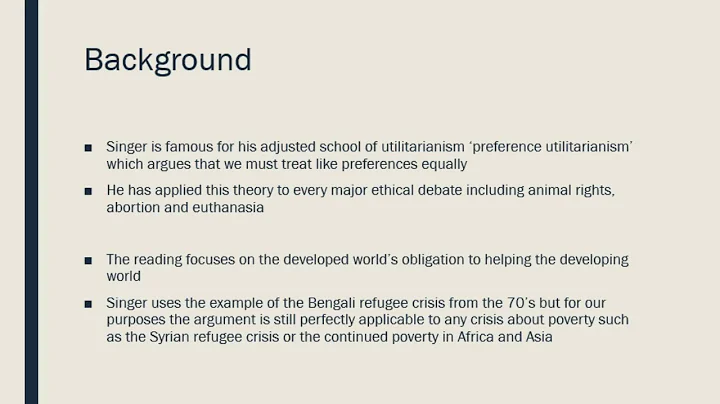 Singer 'Famine, Affluence, and Morality' Part 1