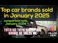 Top 10 Car brands sales in January 2025 | compare with January 2024 sales | Bad new for tata motors