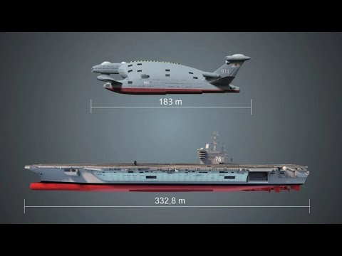 Видео: Сверхтяжёлый океанский экраноплан-авианосец А-2500. 🛫🛬