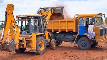 JCB 3DX Loading Mud in Truck for Forest office Nursery Plantation | Jcb truck
