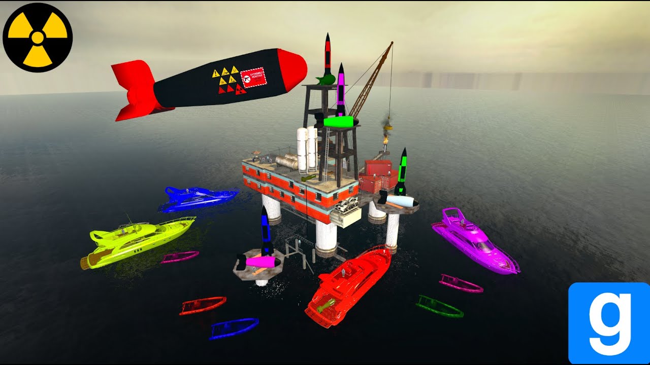 Garry's mod: I throw BIG BOMBS and NUKES on an OIL RIG !!!!!! ☢️💣💥