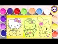 Colored sand painting hello kitty angel with my melody  sand art