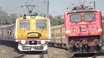 Dangerous Highspeed WAP4 Intercity Express & Howrah Katwa Emu Local Trains Skipping Huge Curve