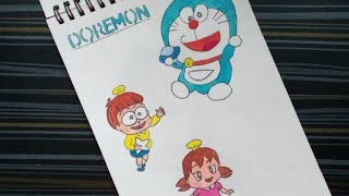 Doremon and Nobita cute 🥰 drawing : tutorial / How to draw Doremon #drawing #painting #doraemon