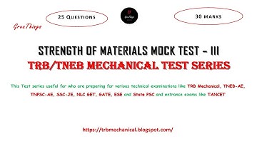 SOM Mock Test - III Solution|TRB/TNEB Mechanical Test Series|GreaThings|#mechmcq