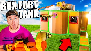 Worlds Biggest Box Fort TANK! Working Nerf Blasters & More