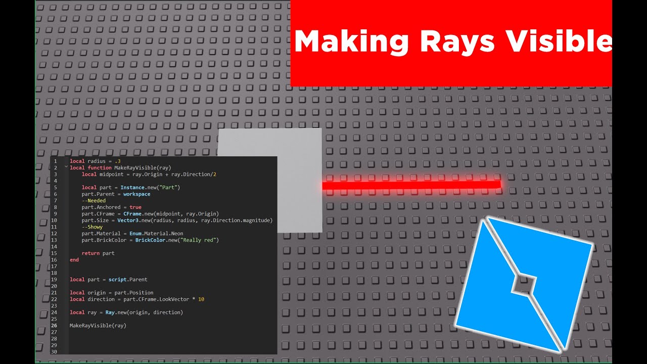 How To Make Raycasting Visible Using Parts Roblox Studio Youtube - part.size roblox