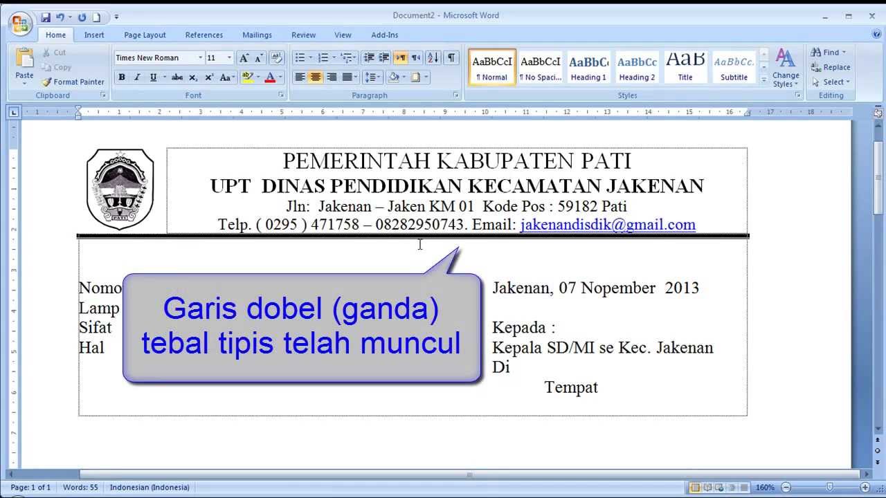 Tutorial Word Cara membuat garis dobel ganda tebal tipis