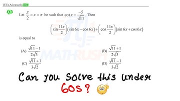 IIT JEE Advanced 2024 Q3 Paper 1 Math Solution in 60s | JEE Trig Tricks!