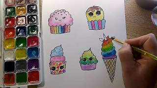 #cotefood How draw Cute cake #cutefood #howdrawing