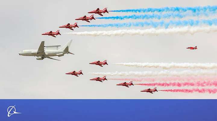 New RAF E-7 Wedgetail Flies with Red Arrows at Air Tattoo