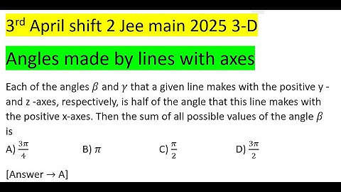 Each of the angles β and γ that a given line makes with the positive y - and z -axes, respectively