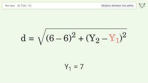 Find the distance between two points p1 (6,7) and p2 (6,-5): Step-by-Step Video Solution