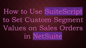 How to Use SuiteScript to Set Custom Segment Values on Sales Orders in NetSuite
