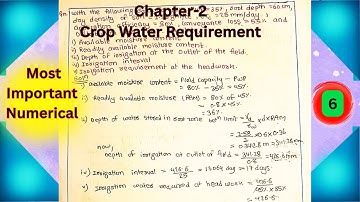 Chap- 2 | Crop Water Requirement | Most Important Numerical|TU|PU|PoU| KU