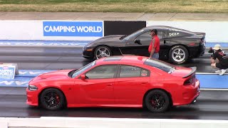 Supercharged C6 Corvette vs Hellcat Charger, C7 ZR1, Turbo Ford LTD & More 1/4 Mile Drag Races