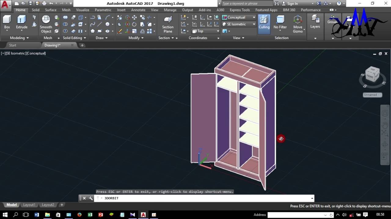 Simple Autocad 3D Wardrobe beginner basic YouTube