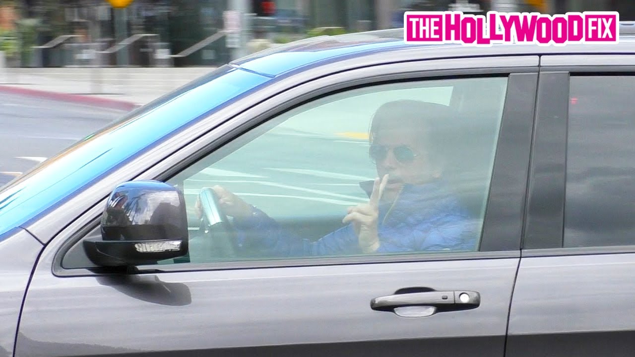 David Spade Flashes The Peace Sign When Spotted Driving His Supercharged Jeep Trackhawk In WeHo