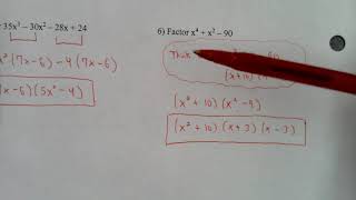 Algebra 2 CP - Review for Quiz - Factoring Polynomials