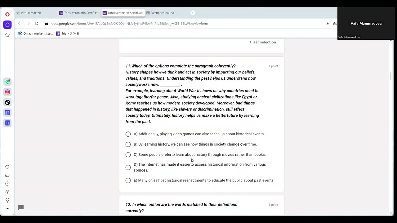 ARTİ İngilis dili Sertifikasiya sınaq, Vəfa Məmmədova 055 538 83 25